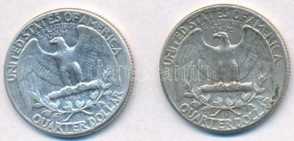 Amerikai Egyesült Államok 1961-1962D 1/4$ Ag "Washington" (2x) T:2,2- kis ph.
USA 1961-19...