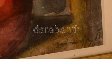 Márffy jelzéssel: Ülő nő. Akvarell, papír, üvegezett keretben, 58×39 cm