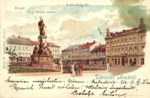 1899 Arad, Szabadság tér, Vértanú szobor / square, statue, Kosmos litho (fl)