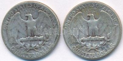 Amerikai Egyesült Államok 1947-1948. 1/4$ Ag "Washington" (2xklf) T:2-,3
USA 1947-1948. 1...