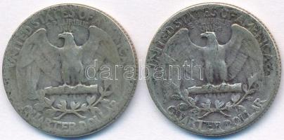Amerikai Egyesült Államok 1937-1943. 1/4$ Ag "Washington" (2xklf) T:2-,3
USA 1937-1943. 1...