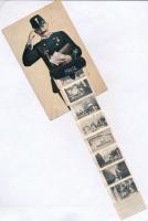 Hévíz, postás leporelló képeslap, kiadja Marton Mór / postman leporellocard