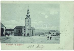 Zlatar, Tér, templom / church, square (vágott / cut)