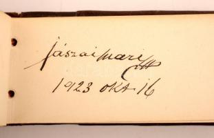 VÉDETT!  cca 1930 A tabáni Avar vendéglő emlékkönyve aláírásokkal. A legendás tabáni kiskocsma, mely...