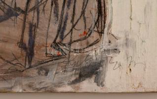 Rubint Ávrahám Péter (1958-): Női akt háttal. Vegyes technika, karton, jelzett, 40×30 cm