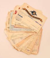 cca 1930-1940 50 db különféle fejléces számla, okmánybélyegekkel