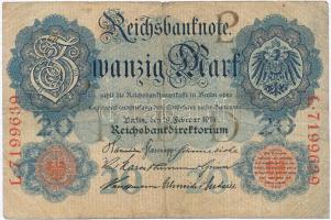 Német Birodalom 1914. 20M (5x) T:III
German Empire 1914. 20 Mark (5x) C:F