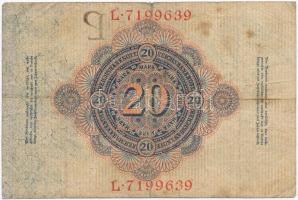 Német Birodalom 1914. 20M (5x) T:III
German Empire 1914. 20 Mark (5x) C:F