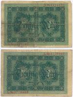 Német Birodalom 1914. 50M (5x) T:III
German Empire 1914. 50 Mark (5x) C:F