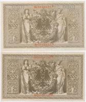 Német Birodalom 1910. 1000M (4x) hétjegyű sorszám, piros pecséttel T:II-,III
German Empire 1910. 10...