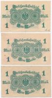 Német Birodalom 1914. 1M (3x) T:III szép papír kettőnél
German Empire 1914. 1 Mark (3x) C:F two wit...