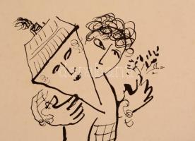 Marc Chagall (1887-1985): L' homme et masque. Litográfia, papír, jelzés nélkül, hátán bírálati ...