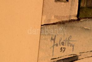 Joláthy Attila (1927-1998): Ungélise a Besancon. Akvarell, papír, jelzett, 24×17 cm