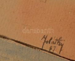 Joláthy Attila (1927-1998):Szajna part. Akvarell, papír, jelzett, 24×17 cm