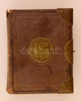 Cca 1900 réz veretes fényképtartó, gerince sérült, összesen 24 db 8,5×5 cm-es fényképeknek