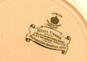 Hüttl Tivadar porcelán tányér, matricás, jelzett, kis kopásnyomokkal, d: 24,5 cm