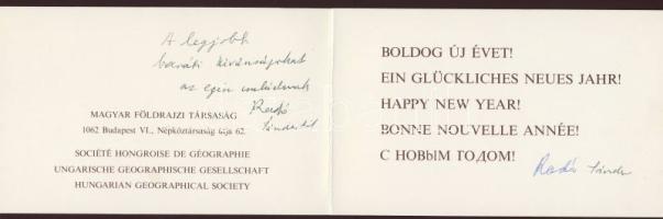 Radó Sándor aláírása újévi üdvözlőlapon