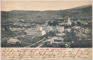 1905 Szomolnok, Smolnik; Város látképe a tűzvész után augusztus 27-én, segélylap a tűzkárosultak javára, kiadja Wlaszlovits G. és Stoósz / city panorama after the fire, charity card