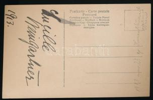 1913 Lucille Weingartner-Marcel (1877-1921) operaénekesnő aláírása őt magát ábrázoló fotólapon