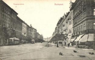Budapest IX. Ferenc körút, villamosok, útépítés