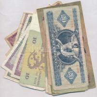 28db-os vegyes bankjegy tétel, közte pengő-forint, egy finn és sok román papírpénz T:III,III-