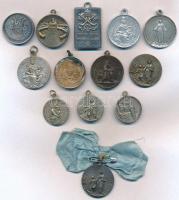 13db-os vallási érem tétel, nagyrészt ezüstözött érmek T:2,2-
13pcs of religious medallions, mostly...