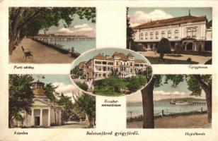 Balatonfüred-gyógyfürdő, Hajóállomás, Erzsébet szanatórium, kápolna, parti sétány, gyógyterem (EK)