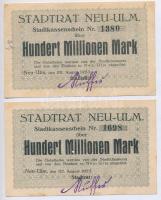 Németország / Weimari Köztársaság / Neu-Ulm 1923. 100.000.000M (5x) mindegyik hátlapján bélyegzés T:...