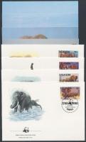 1983 WWF: Elefánt sor Mi 361-364 C 4 FDC-n + 4 db képeslap