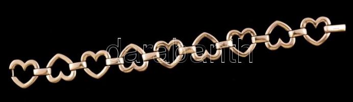 Ezüst (Ag.) szíves karkötő, jelzett,  h:20 cm, nettó: 35,9 g