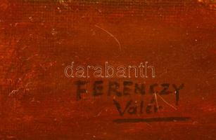 Ferenczy jelzéssel: Kislány virágkosárral. Olaj, vászon, 64×36 cm