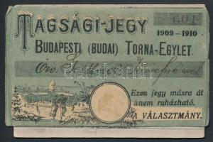 1909-1910 a Budapesti Torna Egylet fényképes tagsági jegye Geittner József kereskedő özvegye, Reicha...