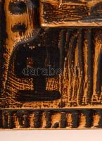 Olvashatatlan jelzéssel: Guldromans. Festett gipsz, fatábla, 42×58 cm