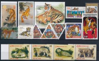 1978-2010 Tigris motívum 3 db sor + 1 db blokk + 6 db önálló érték, 1978-2010 Tiger 3 sets + 1 block + 6 stamps