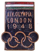 1948. "XIV. Olimpia London 1948" zománcozott gomblyukjelvény (18x23mm) T:2- apró zománchibák