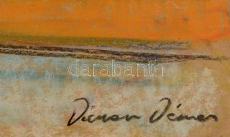 Diener jelzéssel: Szajna part. Pasztell, papír, üvegezett keretben, 35×45 cm