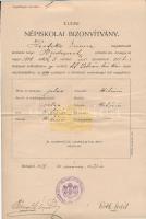 1912 a Budapest V. kerületi Szt. István téri elemi népiskola bizonyítványa, aláírásokkal, bélyegzővel