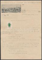 1943 Szombathely, a polgármesteri hivatal által kiállított hatósági vagyoni bizonyítvány Móricz István (?-?) akadémiai felvétele ügyében, fejléces papíron, okmánybélyeggel