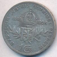 Ausztria 1908. 1K Ag "Ferenc József - Jubileum" T:2 
Austria 1908. 1 Corona Ag "Fran...