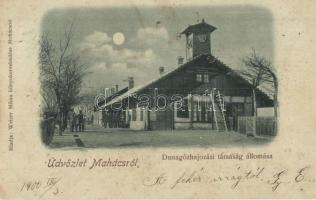 1900 Mohács, Duna Gőzhajózási Társaság (DDSG) állomása, létra, hajóállomás. Kiadja Weiser Miksa