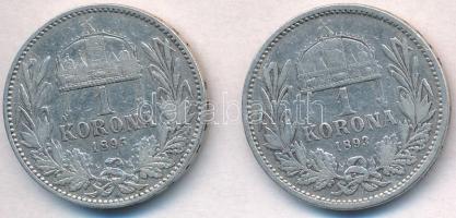 1893KB-1895KB 1K Ag "Ferenc József" (2xklf) T:2-,3 kis ph., ragasztónyom