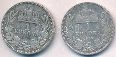 1896KB-1912KB 1K Ag "Ferenc József" (2xklf) T:2 apró ph