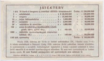 Budapest ~1926. "Fehér Kereszt sorsjegy" 5000K értékben, a Fehér Kereszt Országos Lelenchá...