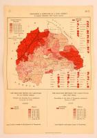 cca 1920 Magyarok a Kárpátok és a Tisza között / Nem-román lakosság a Kárpátok és a Tisza között (a magyar statisztika 1910. évi adatai szerint), lépték nélkül, többnyelvű jelmagyarázattal, könyvmelléklet, 31×22 cm