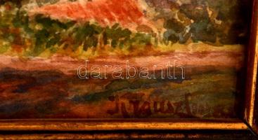 Krausz Albert (1892-1958): Kilátás a falura. Akvarell, papír, jelzett, üvegezett keretben, foltos, 1...