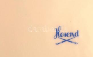 Herendi virág mintás füles tál, kézzel festett, jelzett, hibátlan,  20×16 cm