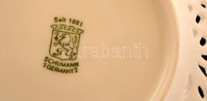 Schumann áttört szélű mokkás csésze és alj, matricás, jelzett, hibátlan