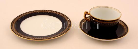 Romanov Collection teás csésze és alj + süteményes tányér, matricás, jelzett, hibátlan