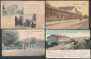 129 db RÉGI magyar és történelmi magyar városképes lap, érdekes, színes anyag; sok vasútállomással, ...