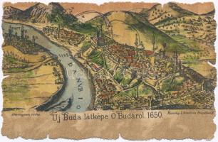 Budapest, Újbuda látképe Óbudáról 1650-ben, kiadja Kaucky L. Prágában (EK)